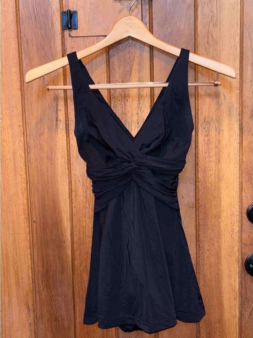 Miraclesuit Black Twist-Front V-Neck Swimdress